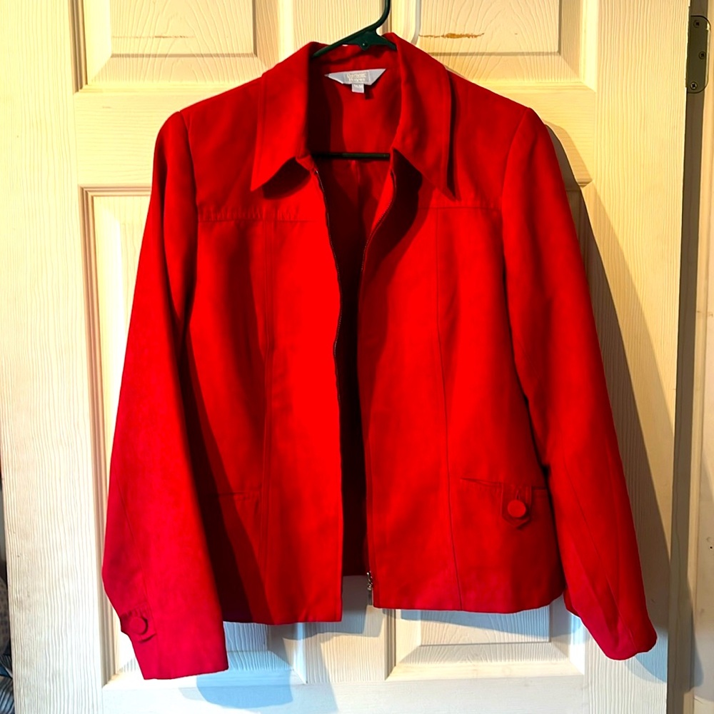Red fake suede blazer